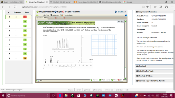 The 1H NMR spectrum below corresponds to a molecul