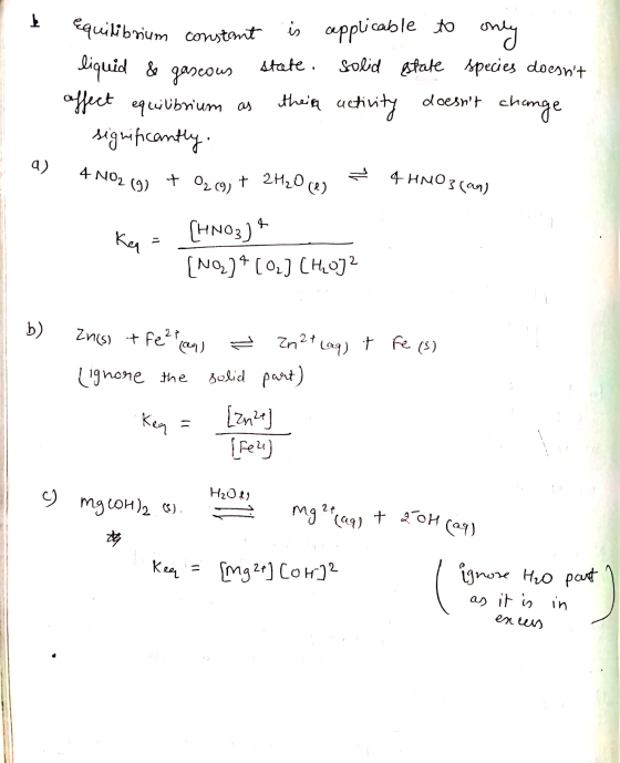 equilibrium constant is applicable to only liquid & gascous state. Solid state species doesnt affect equilibrium as their ac