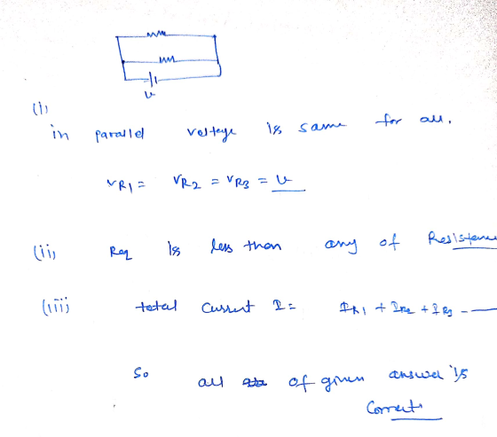 (l for au, in parallel veltage 18 same NRI VR2 = VRS Resistance Raq ls less than any of tetal Current Da PRI & Dre & I R So a