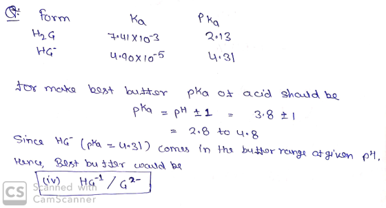 a form Ко eta o РК, H₂G 2013 HG 7041X10-3 4.90x10-5 - 4.31 for make best butter pka of acid should be 1 pka = pH 11 = 3.8 II.