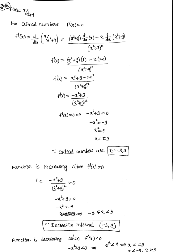 Gras FORDEN lara For critical numbers f(x)=0 flas=d da (Letra) (279) (2) -2 (279) (229) fla) = (x29 (1) - 2 (20) f(x) = arg-