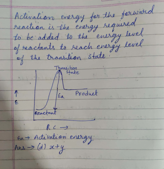 Activaliorn energy for the farwatedl Aeacton is the energy requrid to be added to the teaclants to Aesch vel energy level the