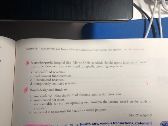 Chapter 19 ACCOUNTING FOR NOT-FOR-PROFIT COLLEGES AND UNIVERSITIES AND HEALTH CARE ORGANIZATO . 9. A not-for-profit hospital