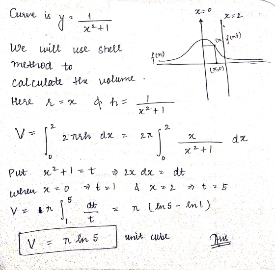 Curine is yo pet x=2 We will use shell method to fen) (x,0) calculate the volume .. НА 8 – 14 h a X2+1 NE 27h do p2 Z 27 da J