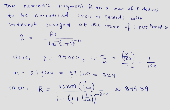 periodic be The payment R on a loan of p dollars to amortized overn periods with interest charged at the rate of i per period