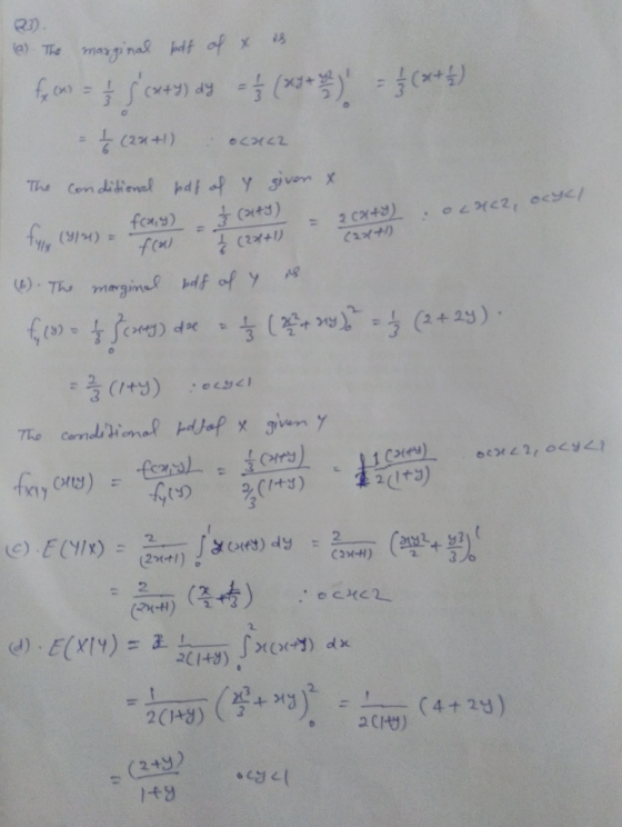 eThe maginal Ht of x (2x+1) The Conditienl pdf of y sven x fons) :0MC2, ocyc/ 2 CH4) ty (9/) żc2 )Th marginadf of y ( + 23) -