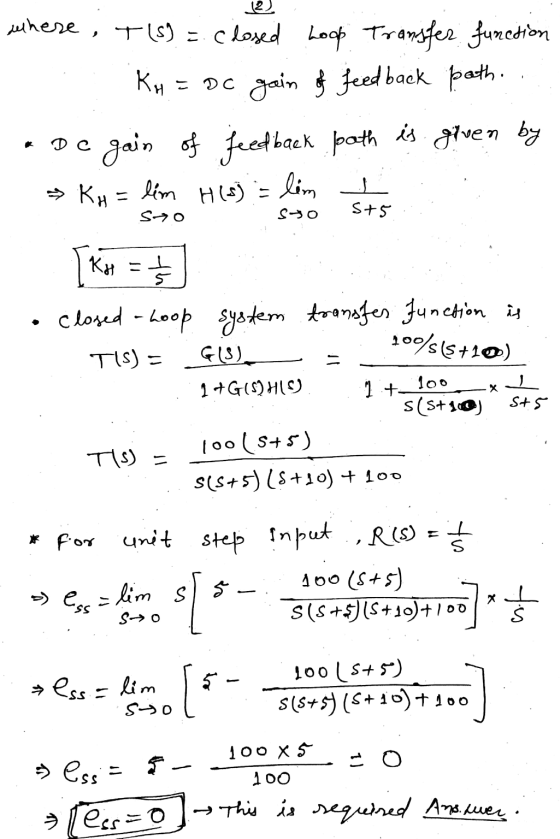 12 KA where, t(s) = closed Loop Transfer function = Dc gain of feed back path. De gain of feedback path is given by » KH = li