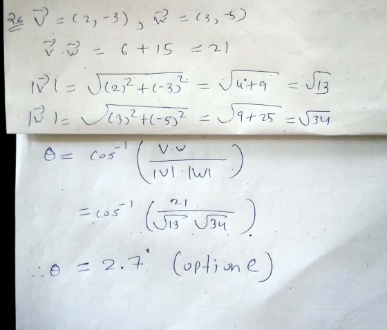 26 3=(2,-3), n = (3,5) 76+15 21 Di= Jez; 2 + (-3,² - Juta = 513 hl= (3,²4 (-5,2 - Ja +25=U34 o= cos Cul lui - vw 505! (wo vou