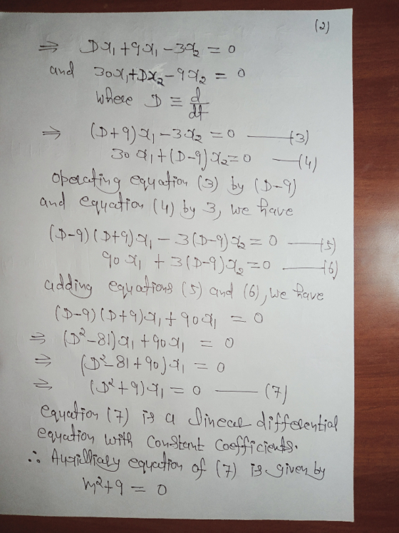 (2) - Da,+901, 302 = 0 and Bout. Dx-942 = 0 where I = → (D+90-3042 = 0 – 13) 30 dit(0-9).Xazo 14 opacting equation (3) by (D-