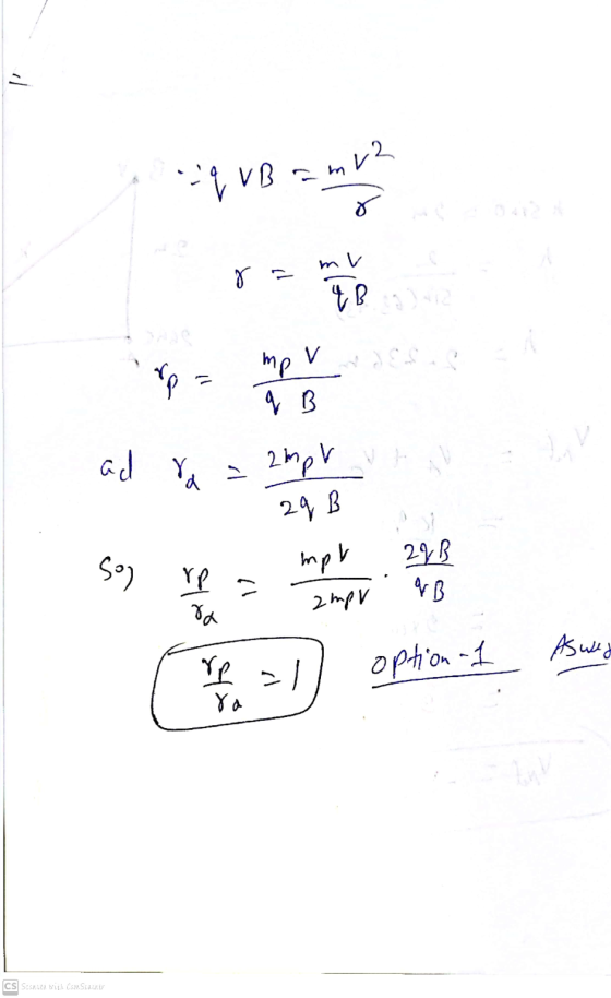 = q VB a mia ४ = mv qB 3 عي mer 4 B ad ra = amph 2q B Soy mph 29B 9B Elor 2 mpv As we re al ra optional CS Sosire with CMS