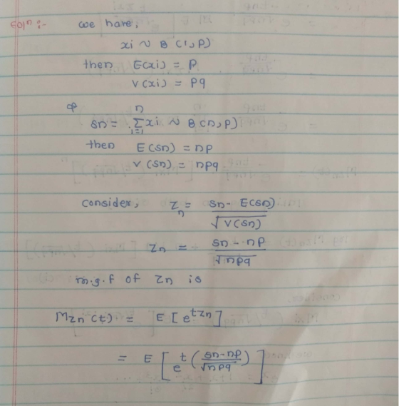 Golno we have xi v B C I J P) then Ecais =P Vcxij = P9 on: IX. BCDP) then Econ) = np. v (sn). - npgford consider, z = SD- ECO