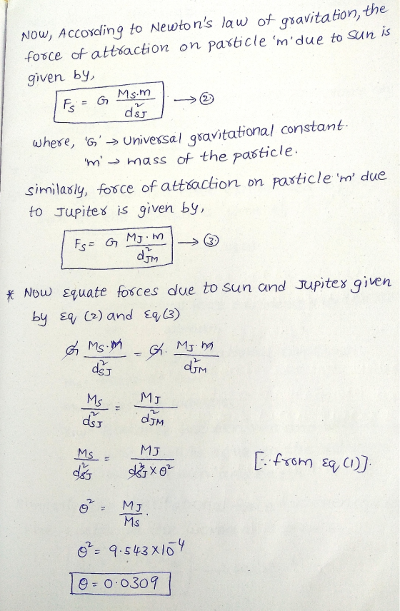 G NOW, According to Newtons law of gravitation, the force of attraction on particlemdue to sun is given by, Msom Fs ds whe