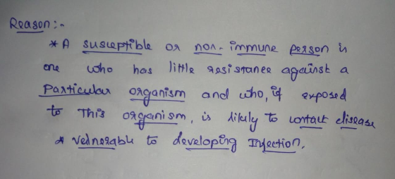 Reason: A Susuptible oa non- fmmune pRason has litle aasi stanes againsk a oho ane Particular andd ho, posed Ogantsm 02gani s