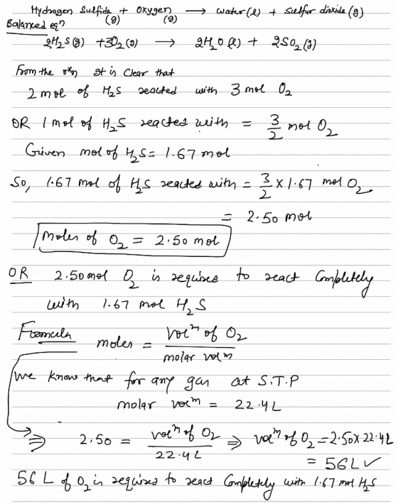 Hydrogen Sulfida + Oxygen (9) watr + Sulfur dixide (3) (9) 6alanxed e? t302 () From the tin Clear that with 3 mal 0, 2eauted