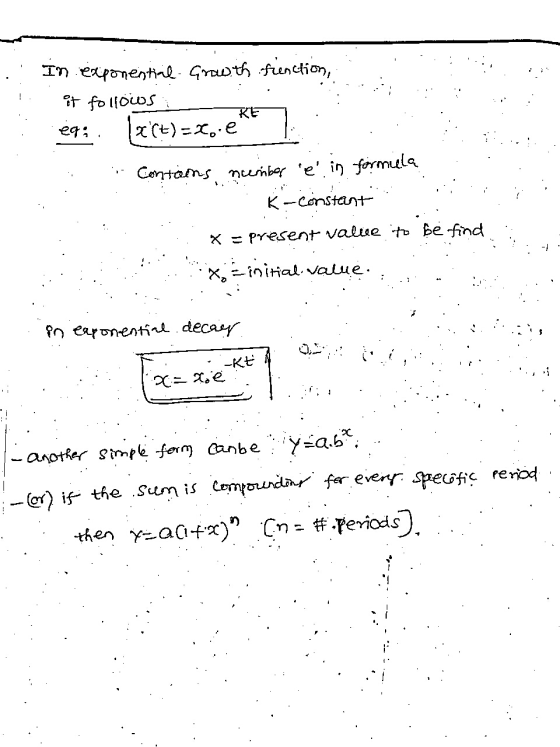 In exponential- Growth Fienction, it follows eg: IX(t)=xoe KE Contons neember e in formula K-constant x = present value to