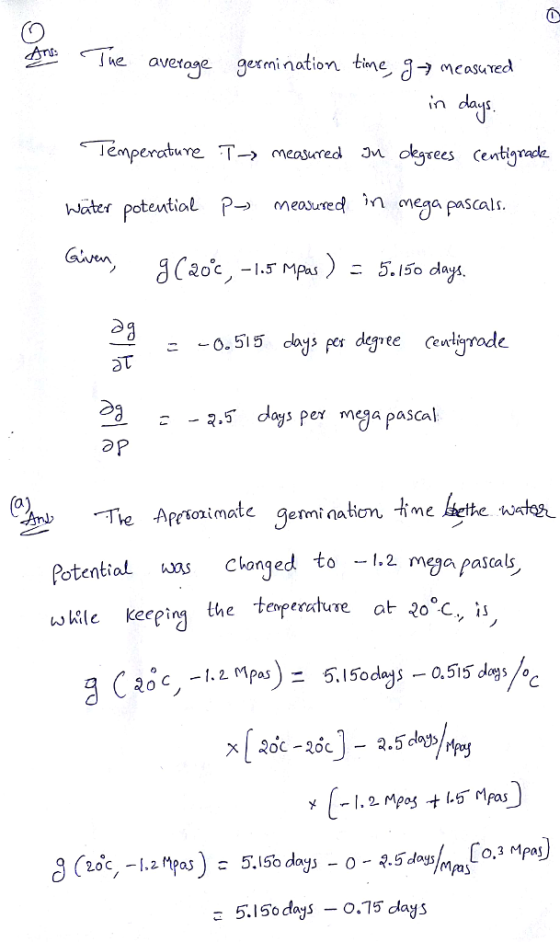 germi nation tineg→ Measured in da Woter poteutiol measd pascals 2 at 2.5 days per mega pascal 2 つP onimate germi naion ime L