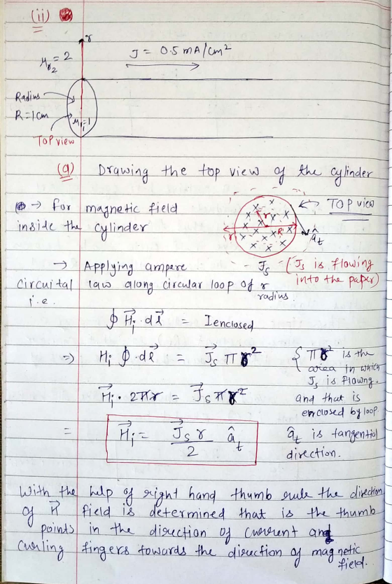 = 0.5 mA/cm2 Radius R=1cm Top view (9) Drawing the top view of the cylinder field - for magnetic inside the cylinder be op vi