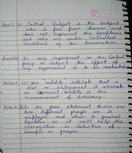 PAGE NO DATE: 1 Ans 1 (a) Control who is does not and who Conditions Subject is free from represent are under of the the subj
