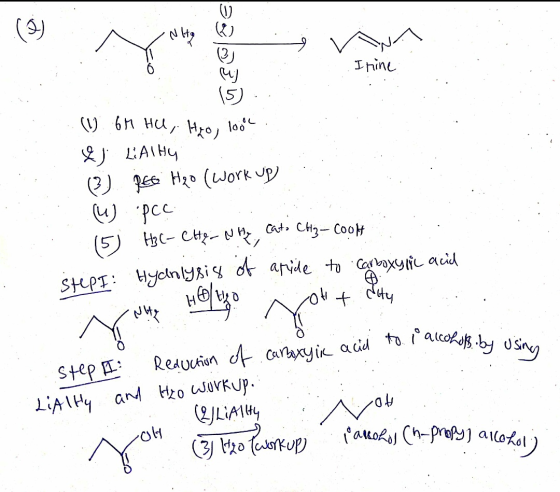 Ntg (2 Inine : 15 15) (1) 6M HU, Hyo, 100ml J LiAlHy (3) REG H2O (Work up Upce (5) HC- CHe- Why Cato (Hiz- Coolt: StepI: Hydh