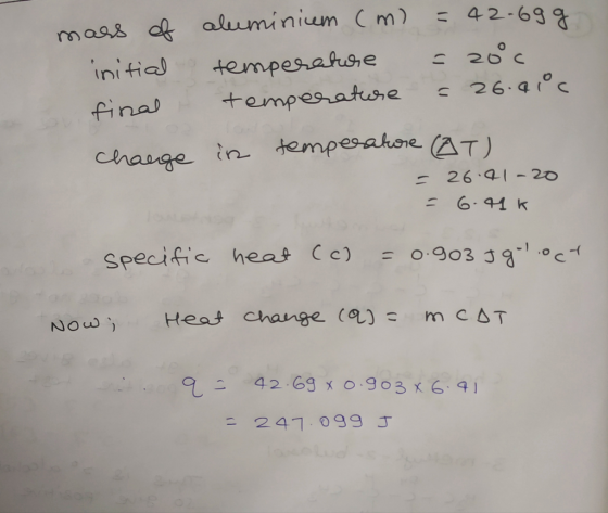 mars d aluminium Cm) = 42-63 - 200c 26.410C tempesahse +empesatuse initial finas intempesahore (AT) Chauge 26.91- 20 6.41 K S