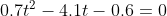 0.7t^2-4.1t - 0.6 = 0