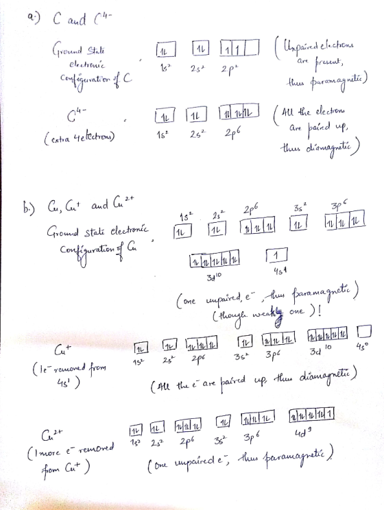 a.) C and C4 (preund Stati l 160 (llapaired electrons electronic ... 15² 25² 2p are present, S 25² 2p² Configuration of C thi