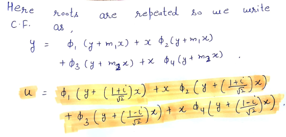 Here C.F. e roots are repeated are so we write roots as y = 0, lytm, x) + x +03 (y + max) tx 0₂(y+2, 2) du lyt mq x) . 7 + 0