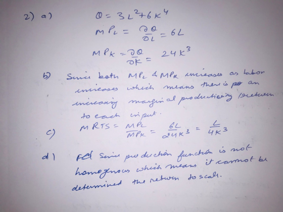 2) a) 0=32276k4 mile = 0o = 6L MP4=00 24*² Sunce both MP, 4MPR increases as tabon increases which means there is po an increa