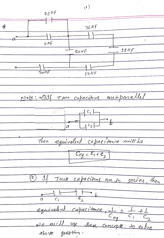 u) 25.uf 36Mf th suf 244F 18 11 th 1221 F 3o4F Note : 709f Tello capacitorid on are in parallel b а 2 Then equivalent. capaci