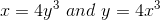 x = 4y^3 \ and \ y = 4x^3