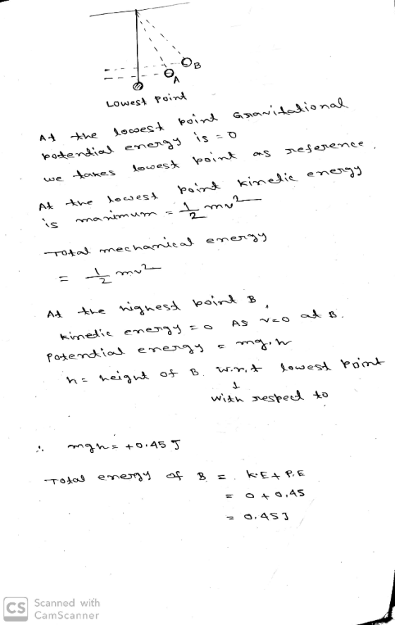 - - - - A Lowest point At the lowet boint Gravitational potential energy is to we takes lowest point as reference At the lowe