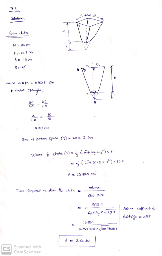 7.1 Given dato H 10.8 礻 BC Df lo V = 15984 cm Vo 598.4 S98.4 CSScanned with CamScanner