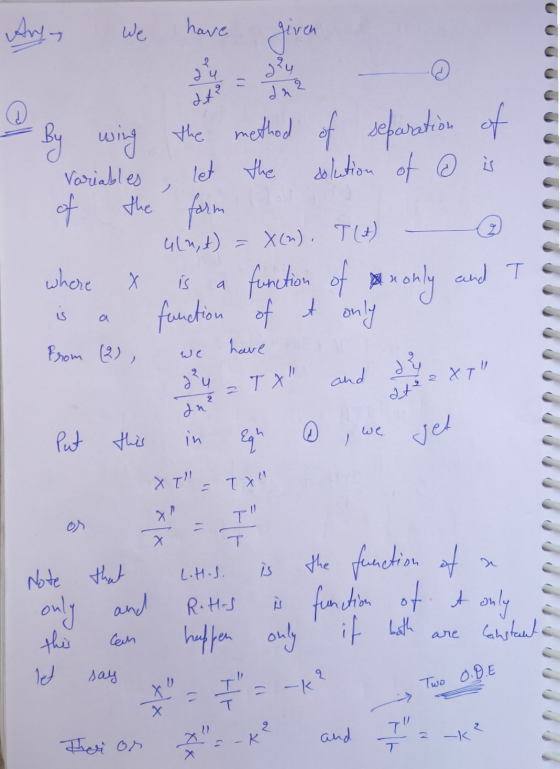 Andy We have given given 2 24 بالي det? by wing Variables wing the method let the of separation of solution of ② is . the for