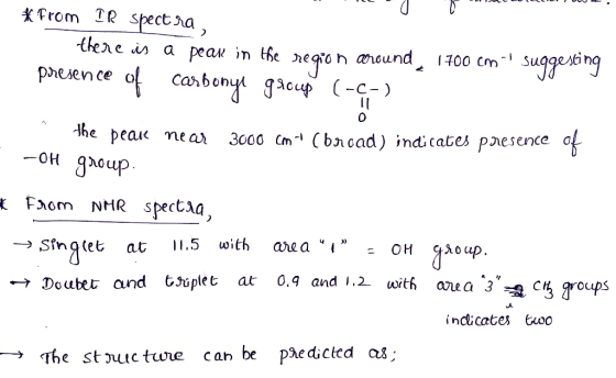 o facrament * From IR spectra, there is a peak in the region around, 1700 cm suggesting presence of carbonyl groups (-(-) th