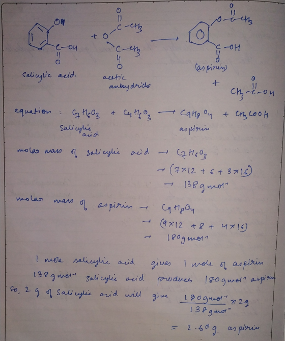 c-eth to -e-oy ce O Caspirin salicylic acid. acetic autsy driche cheron OH Catho Oy & crcook equation : GheOg & Cythe Salicyl