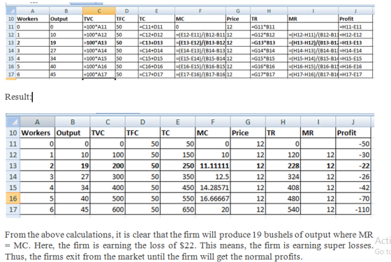 10 Workers Out 11 0 12 1 13 2 14 3 15 4 16 5 17 6 TFC Price TR MR Profit -100 A11 50 -100 A12 5 -100 A13 50 100 A14 50 -100 A