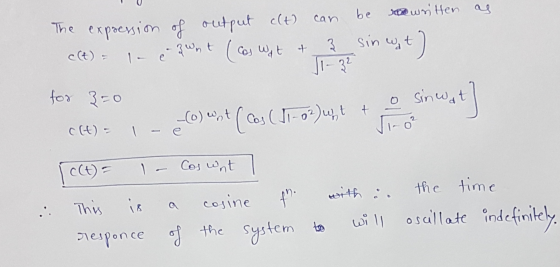 as The expression of output alt) can be written c(t) = ln & Zunt ( cas wat + 3 sin wat for 3=0 0 -(0) Wnt (Cos (11-02) ut to