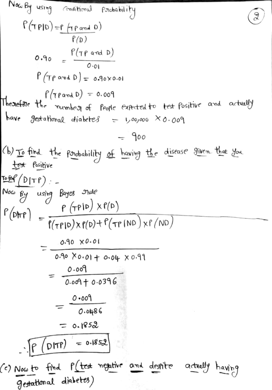 Now By using conditional probability P(APID)=P(1p and D) POD) e P(TP and D) 0.90 0.01 P (Tp and D) = 0.90*0.01 1. Plap and D)