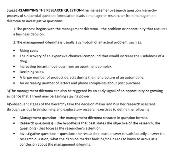 Stage1-CLARIFYING THE RESEARCH QUESTION-The management-research question hierarchy process of sequential question formulation