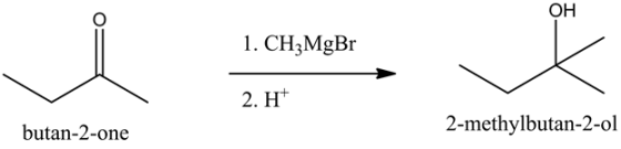 2. H+
butan-2-one
2-methylbutan-2-ol