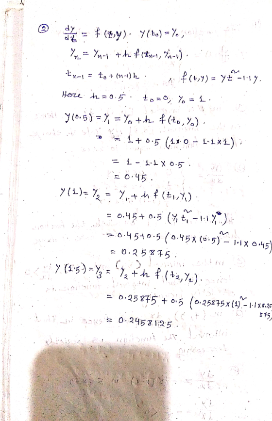 op = f (7): 7/to) = %, Yn = Ynay the f (tis-1, %-i) n +-1 = 40 + (0-1) h. if(x,y) = yt-1.17. Here: h=0.5. to=0; Y = 1 ; 710.