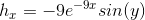 h_x=-9e^{-9x}sin(y)