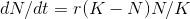 dN/dt =r(K - NN/K