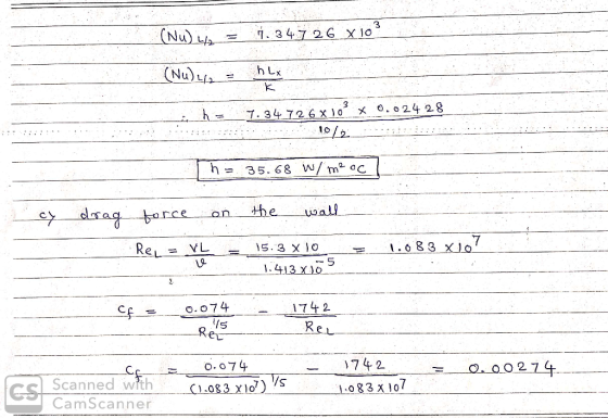 h= 35.68 W/m2 oC cy dborce an the wall 7 ReLYL 1.413 Xo Ret Reu 74 2 1083 x 107 O00 274 Scanned with ES (1083 Xldノー CamScann
