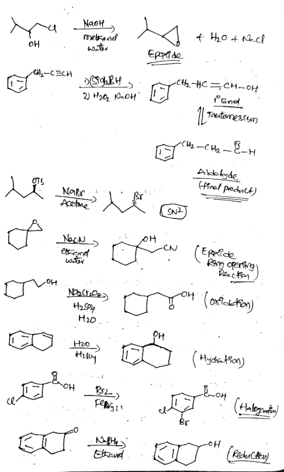 Mina e + ho track OH . Water Epoxide CH2-CECH 08992BH, 2) H20, Noon Ctz #C=CH-OH lEnd Toutomerism TY CH2-CH2-EN le montant