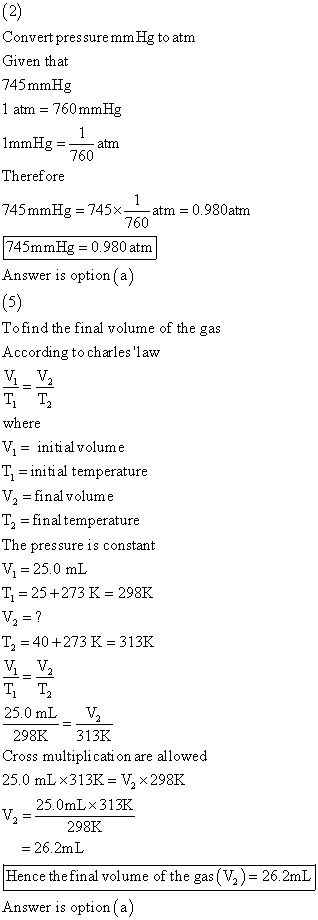 Convert pressure mm Hg to atm Given that 745 mmHg 1 atm = 760 mmHg ImmHg = an atm Therefore 745 mmHg = 745x atm = 0.980 atm 7