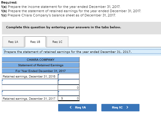Required: 1(a) Prepare the income statement for the year ended December 31, 2017 1(b) Prepare the statement of retained earni