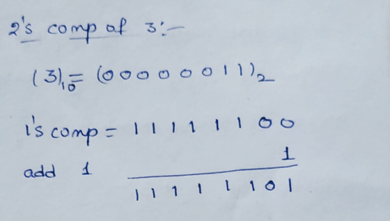 ss cow 3 (3) 6 (000000112 is comp= 11111100 add 1 - 1 1111 1101