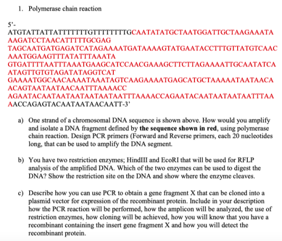 1. Polymerase chain reaction 5- ATGTATTATTATTTTTTTGTTTTTTTTGCAATATATGCTAATGGATTGCTAAGAAATA AAGATCCTAACATTTTTGCGAG TAGCAATGAT