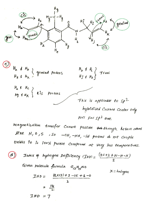 Z- I Ha & Hb ) gemine protons Hy & He ) Hg & He} Trans Ho & Hi į lis protons This is applicable to sp? hybridized Carbon Cent